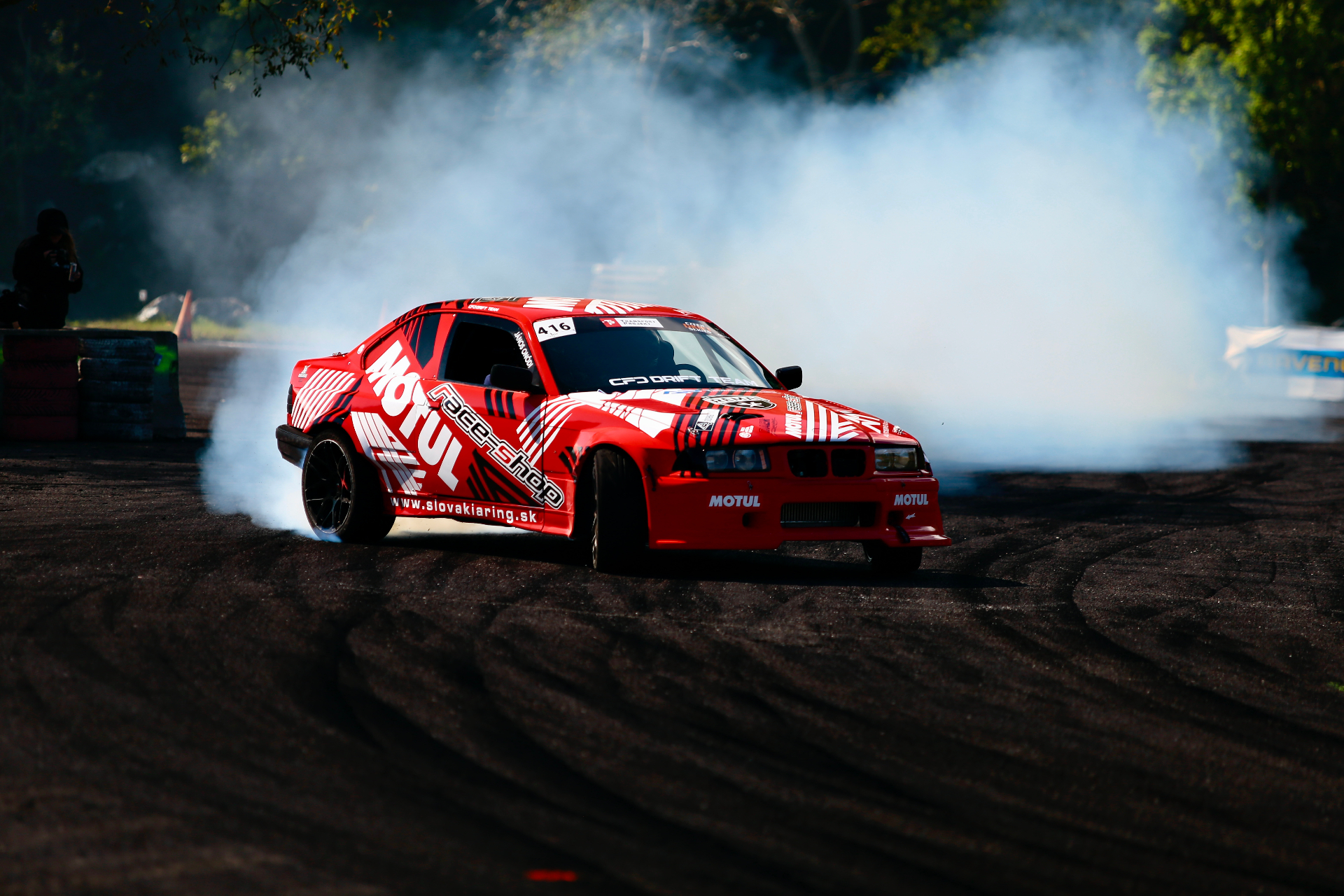 CFD Drift Team BMW drifting with tire smoke